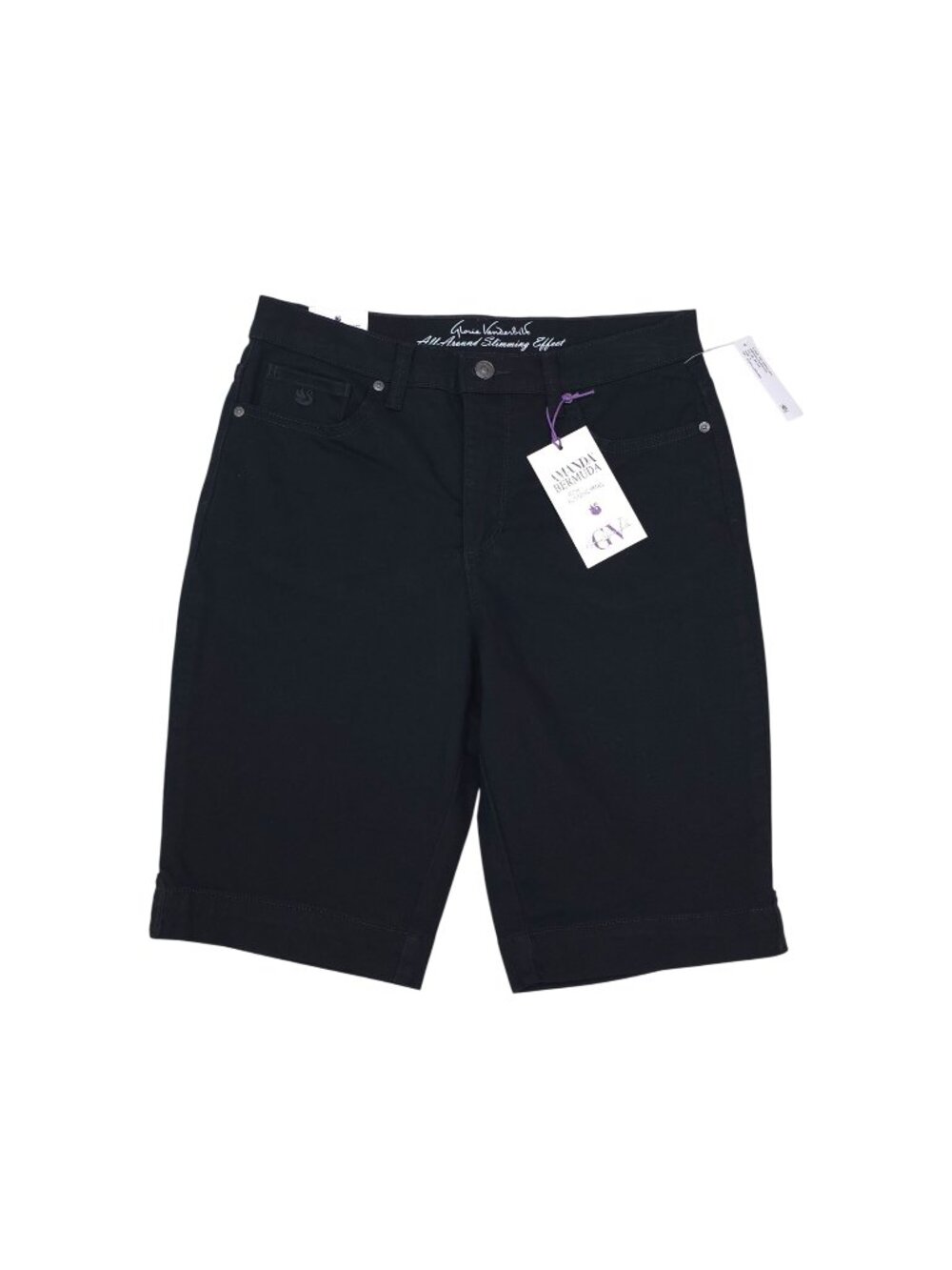 Gloria Vanderbilt Amanda Bermuda Shorts Slimming Panel Classic Rise Black Size 8